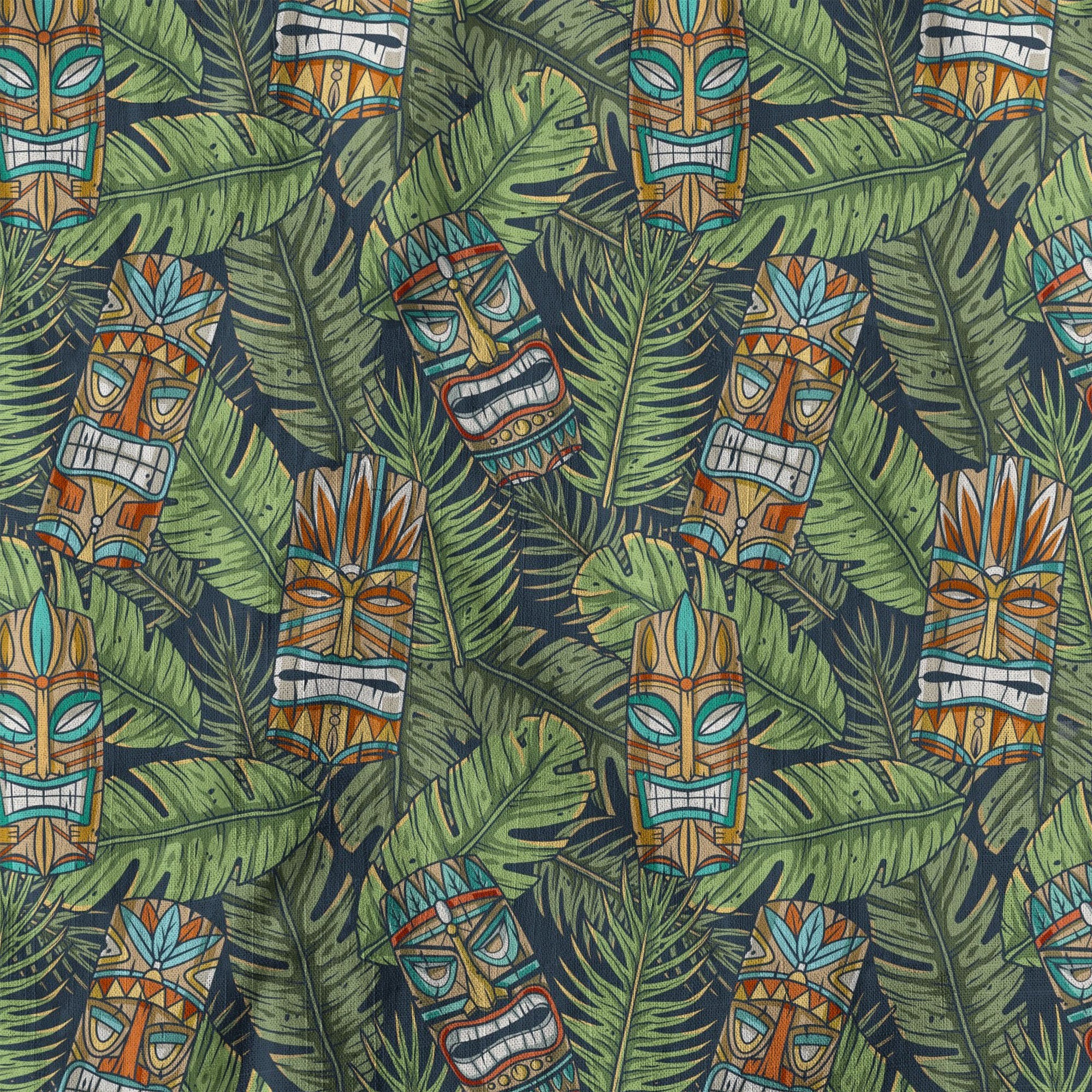 Surfing Tiki Mask Pattern Hawaii Shirt for Men, Aloha Flamingo Pattern Hawaii Shirt - The Palmix