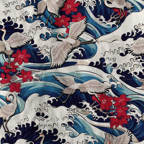 Crane Sakura Japanese Hawaiian Shirt Ocean Wave Koi Carp Fish Hawaiian - The Palmix