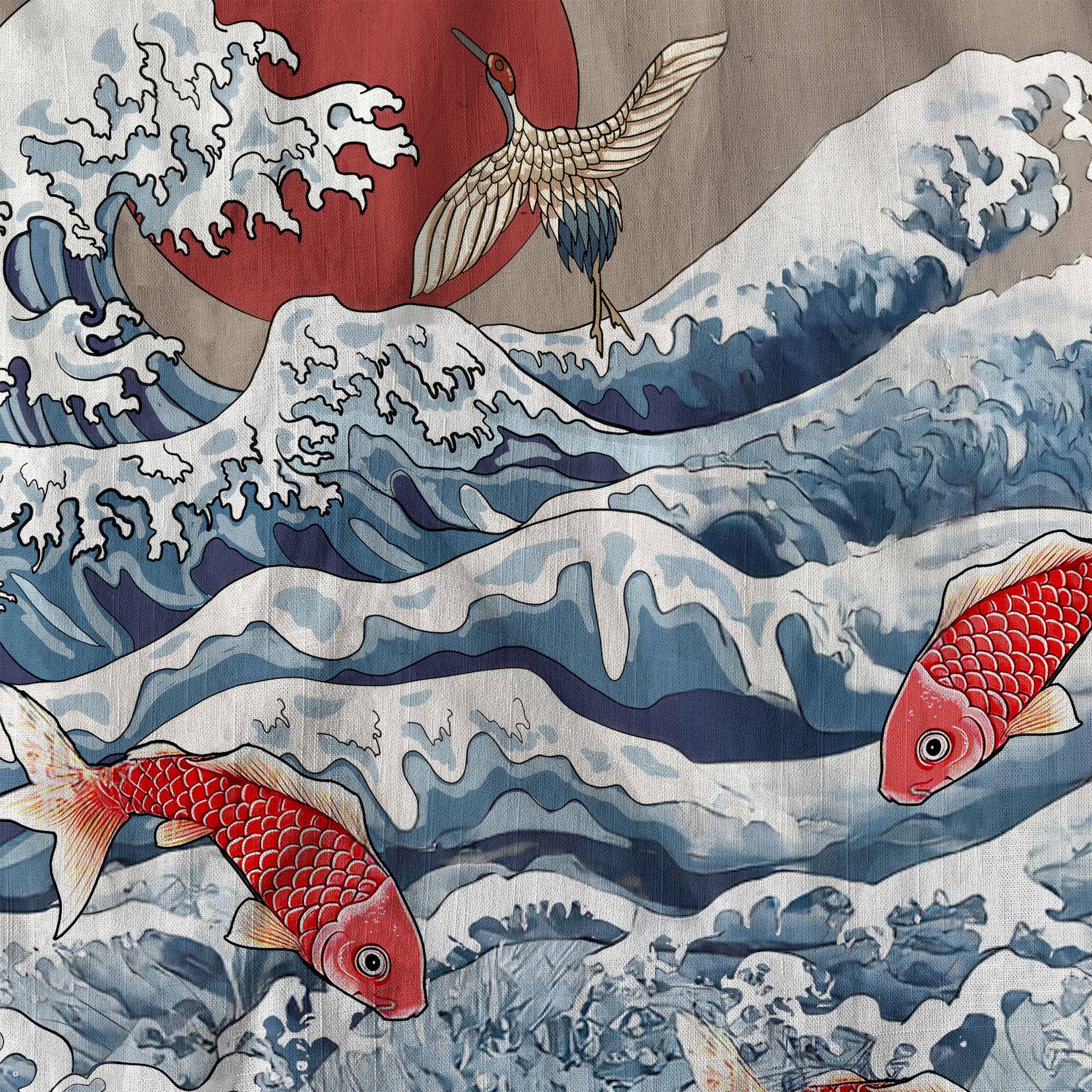 Animals Japanese Koifish Crane Hawaiian Shirt Beach Vacation Hawaiian - The Palmix