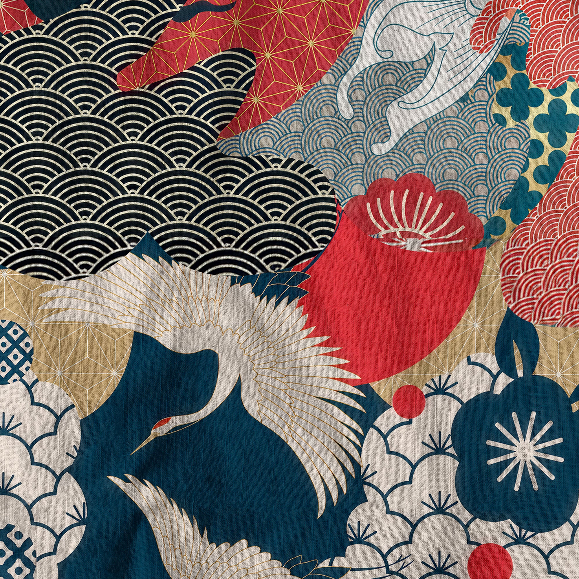Crane Sakura Japanese Hawaiian Shirt Ocean Wave Koi Carp Fish Hawaiian - The Palmix