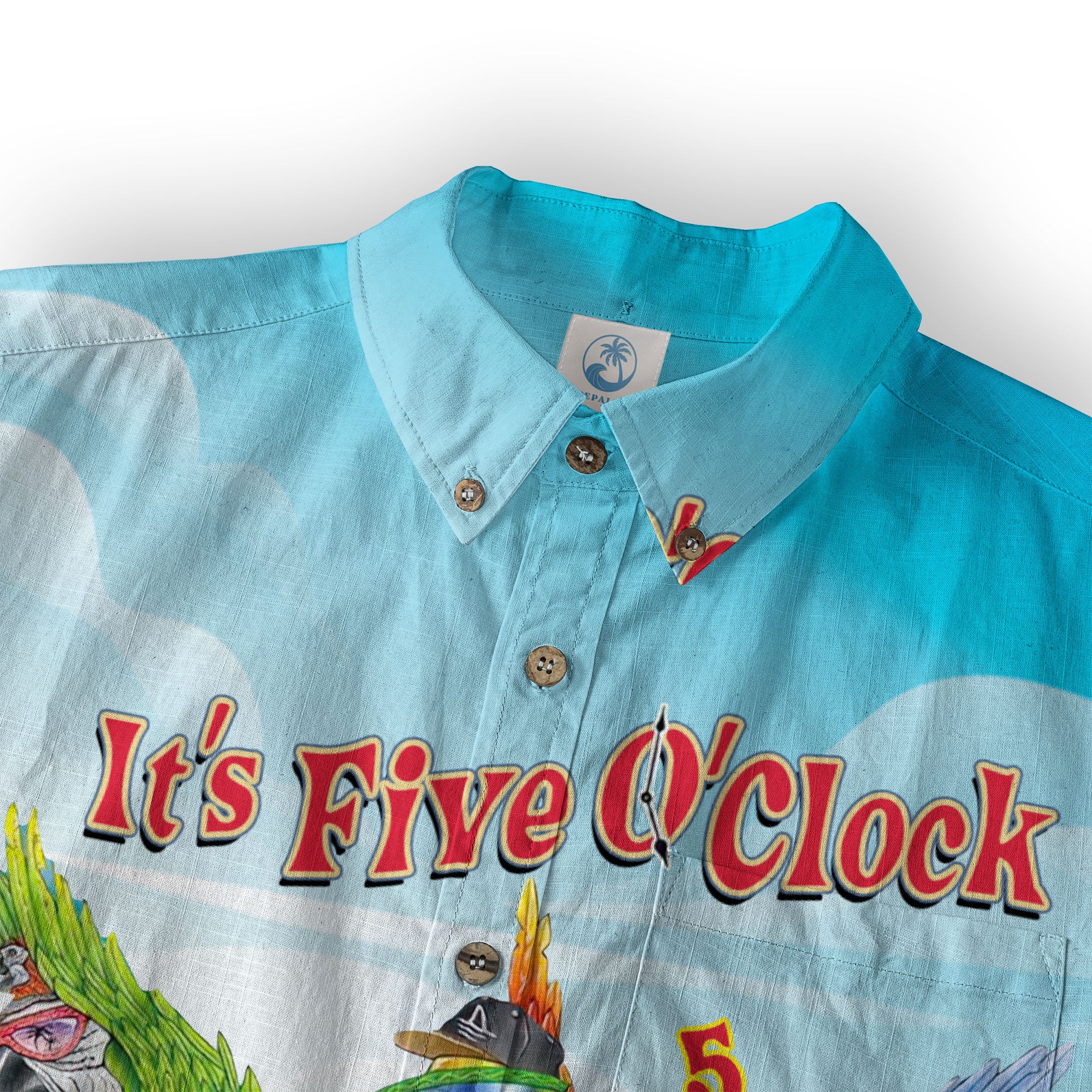 It's 5 o'clock Somewhere Tropical Parrot Cocktail Sunset Aloha Hawaii Shirt for Men - The Palmix