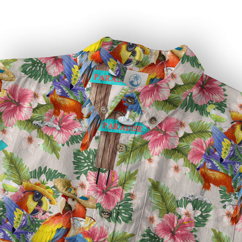 Parrot Aloha Hawaiian Shirt, Parrot Cocktail Hawaiian Shirt - The Palmix