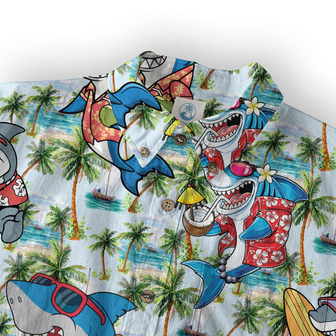 Sharks Aloha Hawaiian Shirt, Shark Surfing Hawaiian Shirt - The Palmix