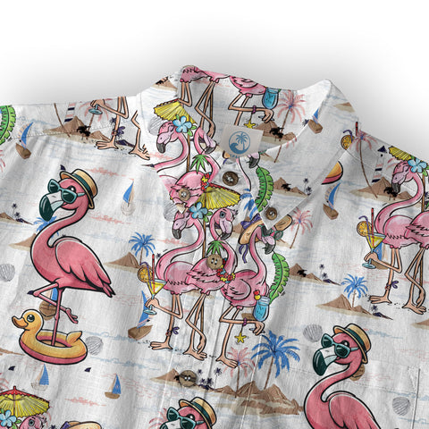 Flamingo Aloha Hawaii Shirt, Flamingo Summer Beach Hawaii Shirt - The Palmix