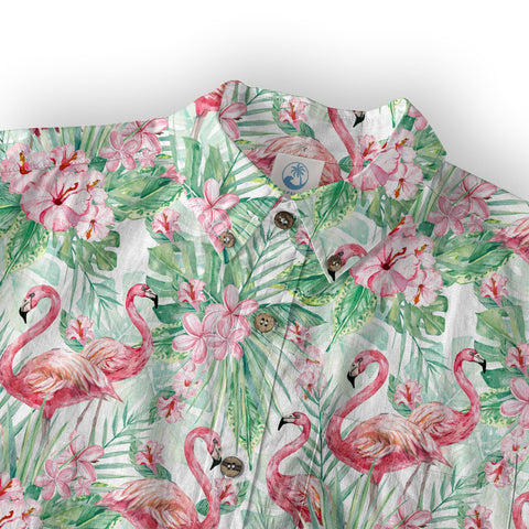 Floral Flamingo Hawaii Pattern Shirt, Hibiscus Hawaiian Shirt - The Palmix