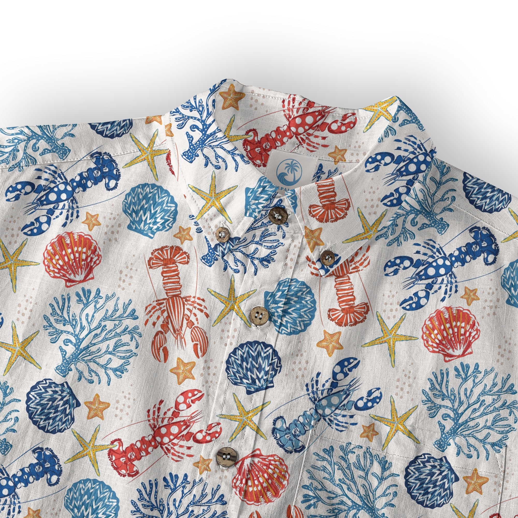 Ocean Animals Hawaiian Button Up Shirt, Optopus Summer Beach Shirt - The Palmix