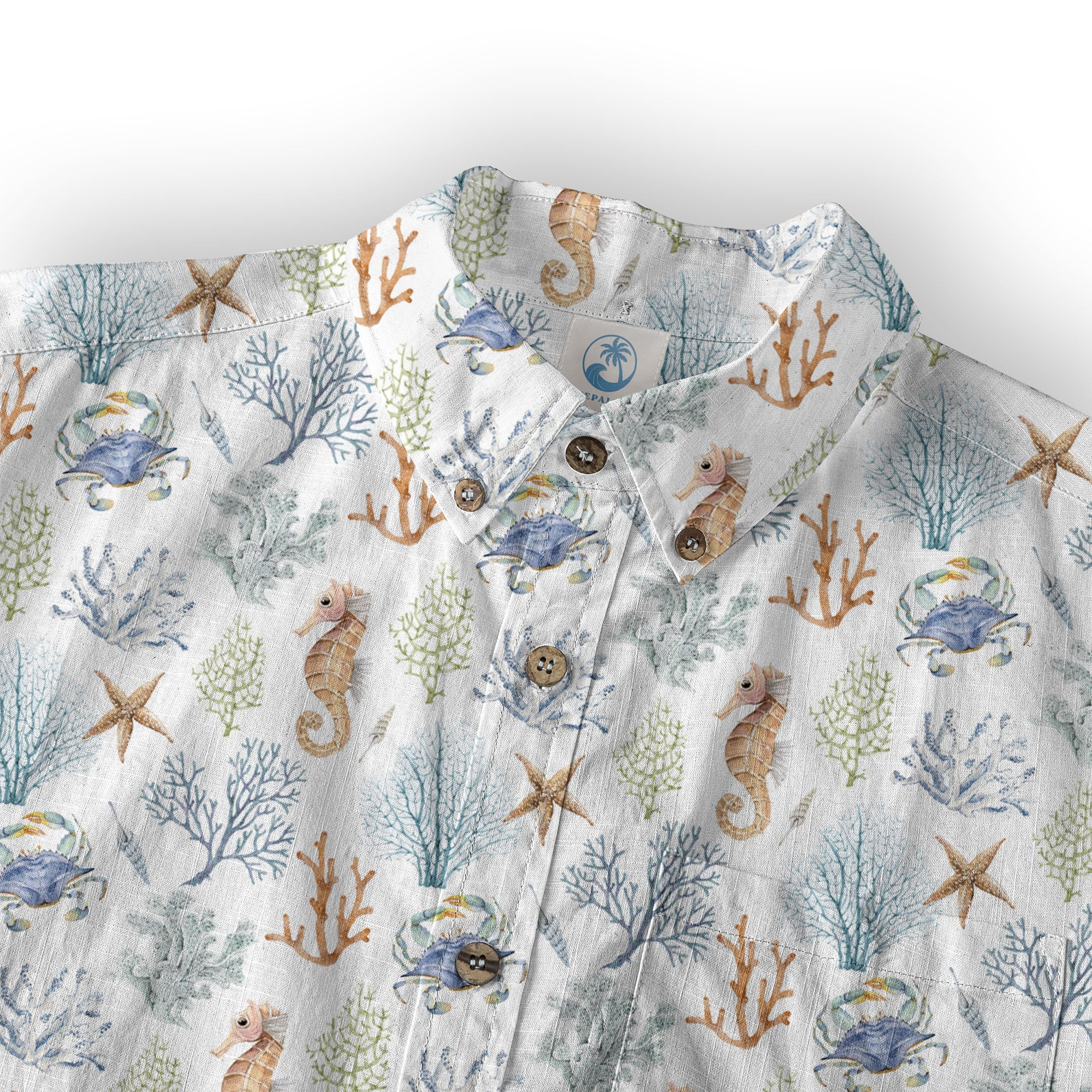 Ocean Animals Hawaiian Button Up Shirt, Optopus Summer Beach Shirt - The Palmix