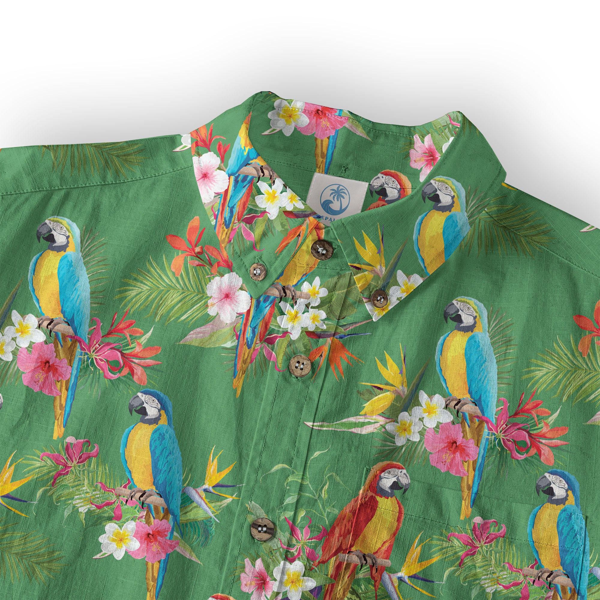 Parrot Hawaiian Button Up Shirt, Aloha Pattern Summer Beach Shirt - The Palmix
