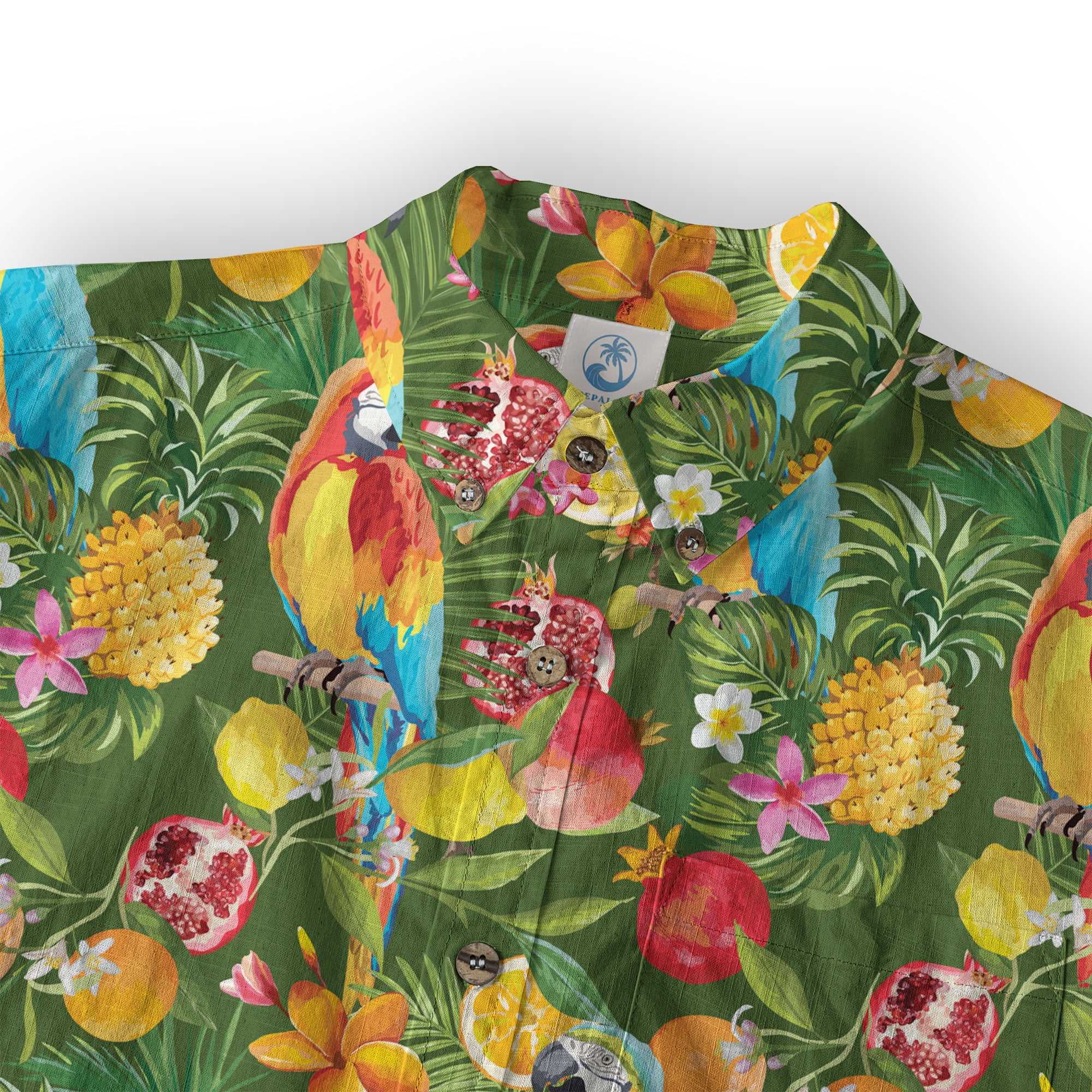 Parrot Hawaiian Button Up Shirt, Aloha Pattern Summer Beach Shirt - The Palmix