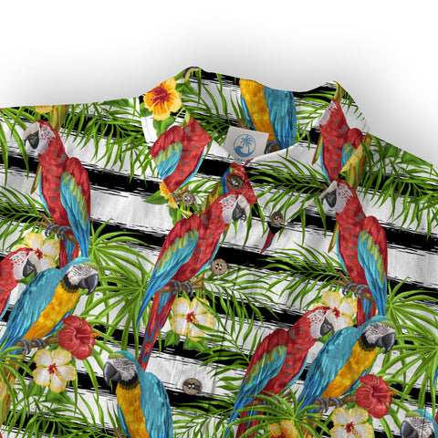 Parrot Hawaiian Button Up Shirt, Aloha Summer Beach Hawaiian Button Down Shirt - The Palmix