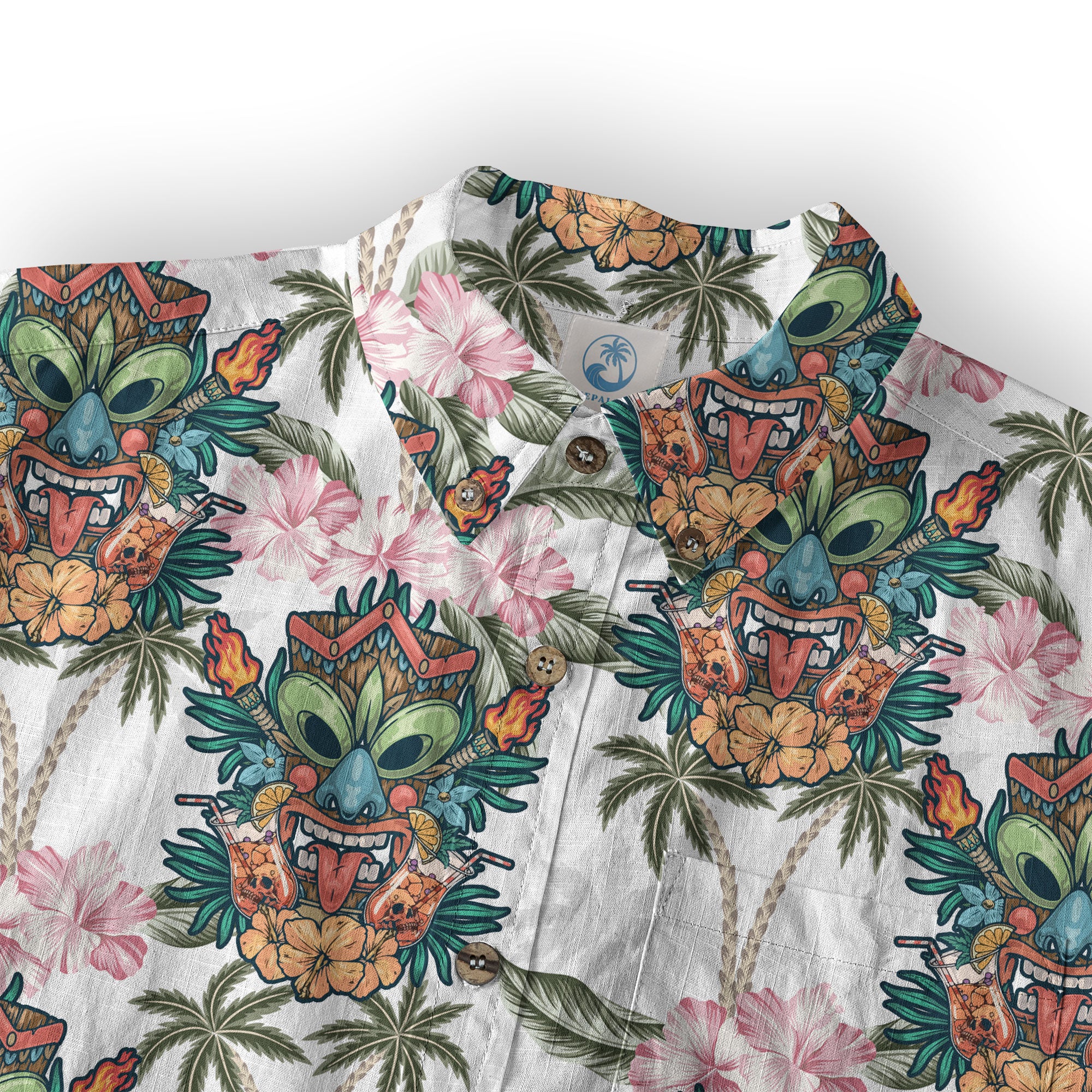 Tiki Mask Pattern Hawaii Shirt for Men, Aloha Pattern Shirt - The Palmix