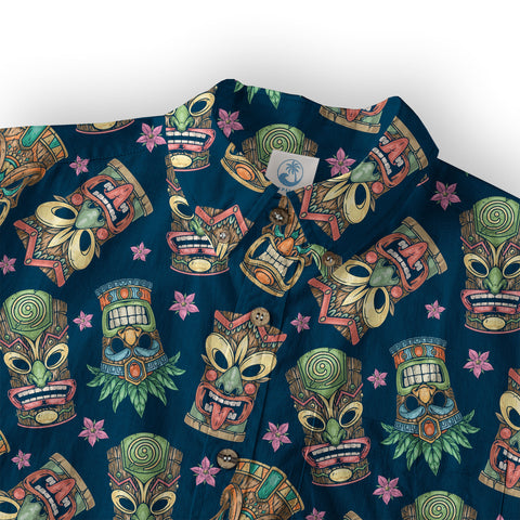 Tiki Mask Pattern Hawaii Shirt for Men, Aloha Hawaii Shirt - The Palmix