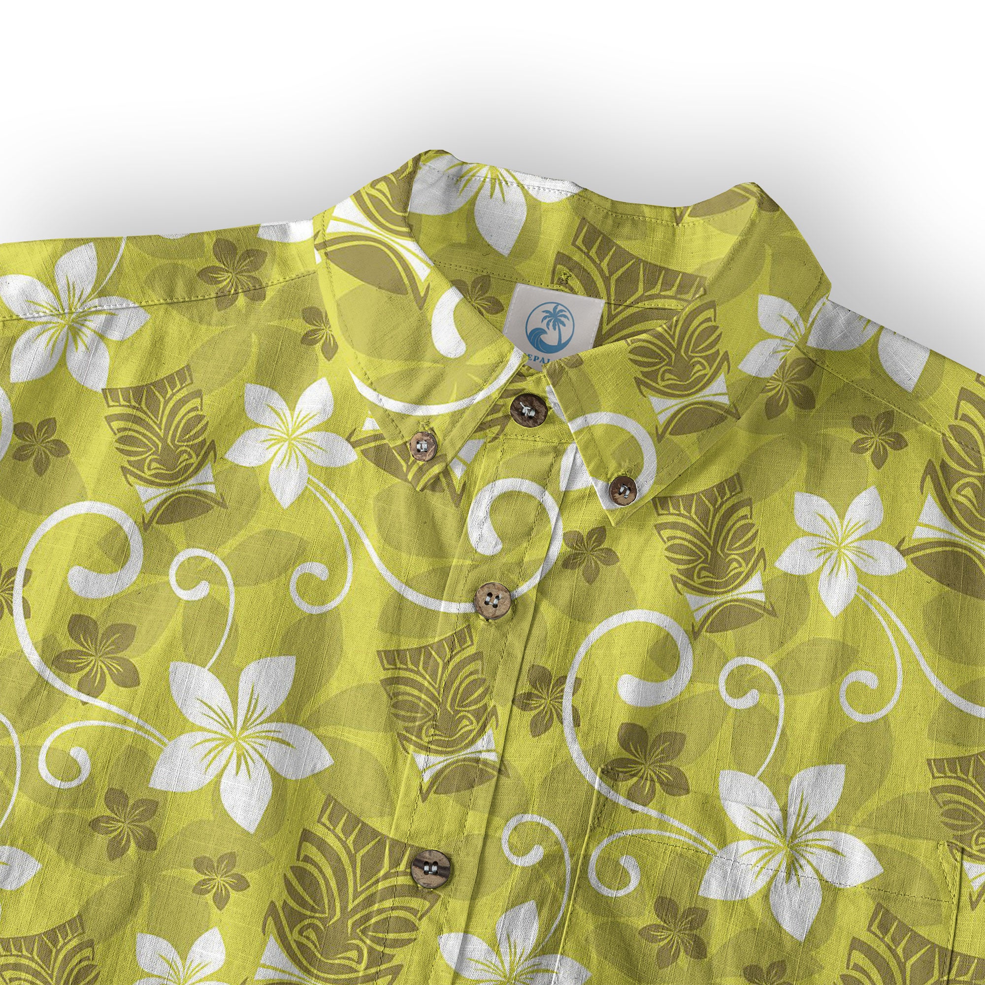 Tiki Mask Pattern Hawaii Shirt for Men, Aloha Floral Pattern Hawaii Shirt - The Palmix