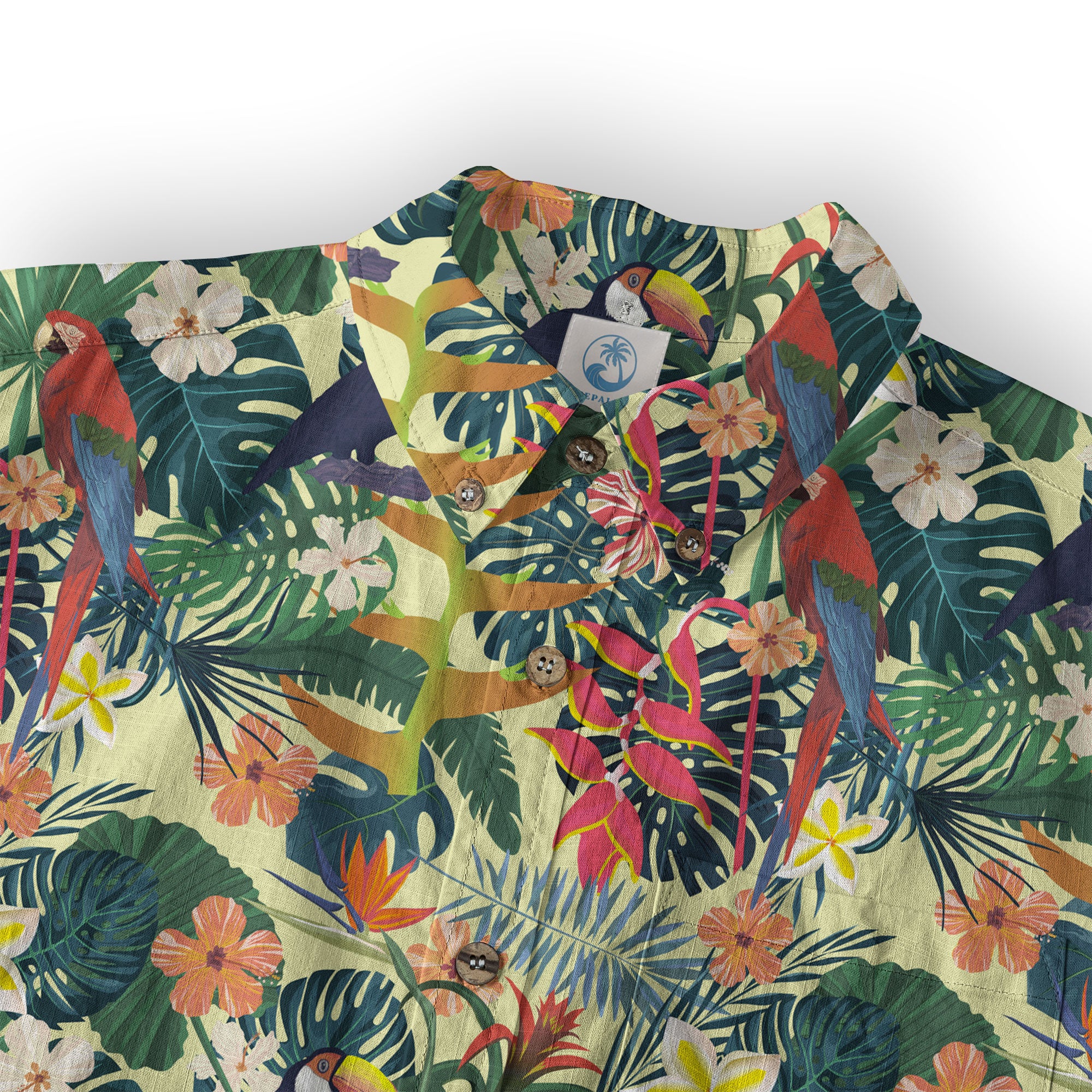 Vintage Parrots Hawaii Shirt for Men, Aloha Pattern Hawaii Shirt - The Palmix