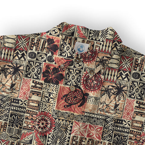 Hawaiian Tapa Style Tribal Pattern Shirt - The Palmix