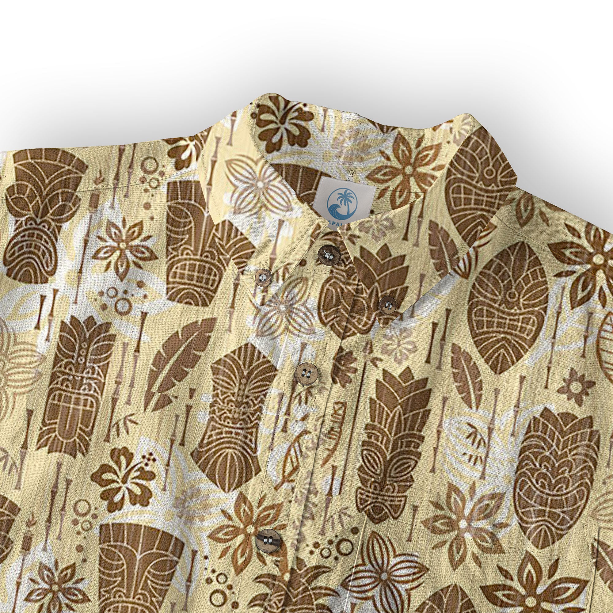 Surfing Tiki Mask Pattern Hawaii Shirt for Men, Tiki Mask Hawaiian Shirt - The Palmix