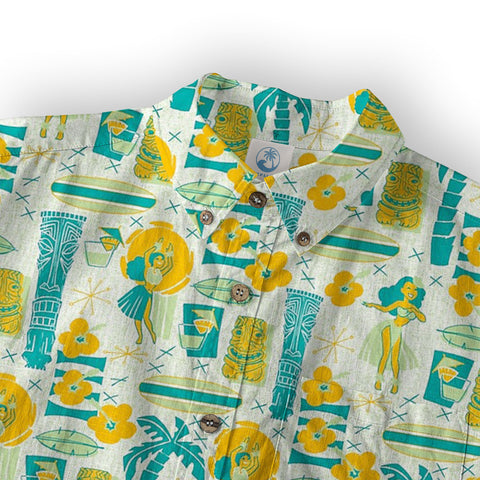 Surfing Tiki Mask Pattern Hawaii Shirt for Men, Tiki Mask Hawaiian Shirt - The Palmix