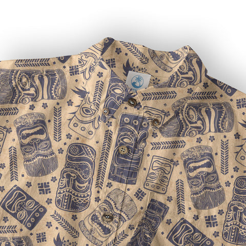 Surfing Tiki Mask Pattern Hawaii Shirt for Men, Tiki Mask Hawaiian Shirt - The Palmix