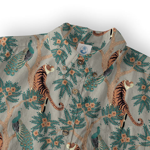 Tiger And Peacock Jungle Aloha Hawaiian Shirt - The Palmix