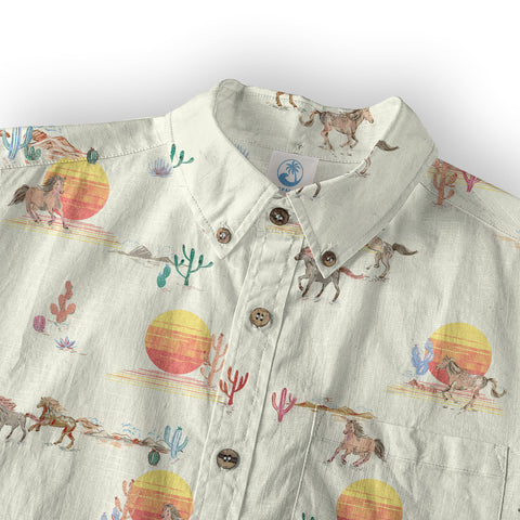 Horses Running Desert Western Hawaiian Shirt Desert Summer Beach Aloha Shirt - The Palmix