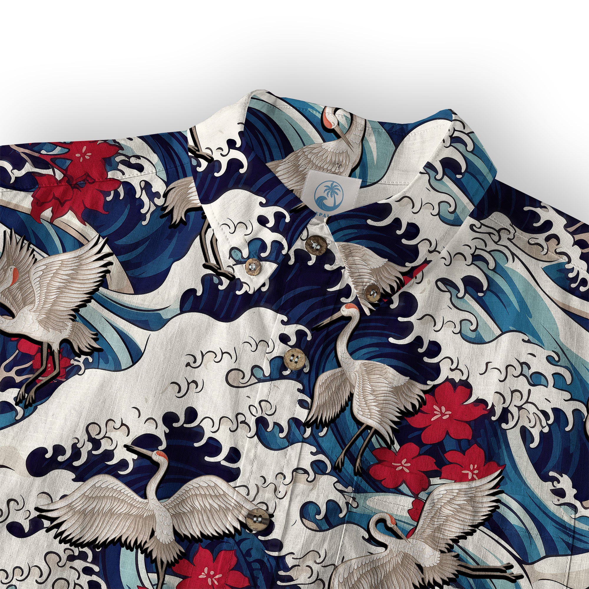 Crane Sakura Japanese Hawaiian Shirt Ocean Wave Koi Carp Fish Hawaiian - The Palmix