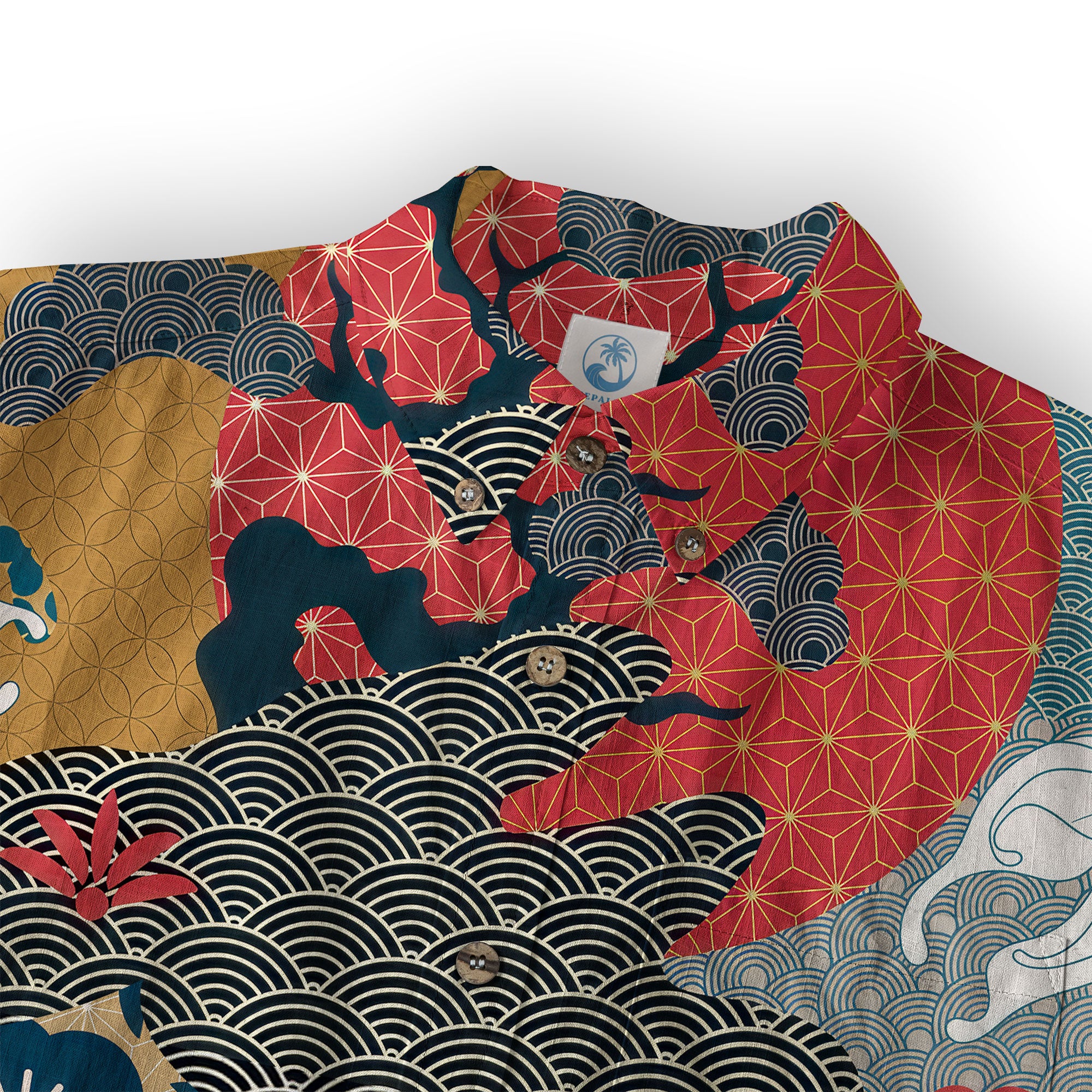 Crane Sakura Japanese Hawaiian Shirt Ocean Wave Koi Carp Fish Hawaiian - The Palmix