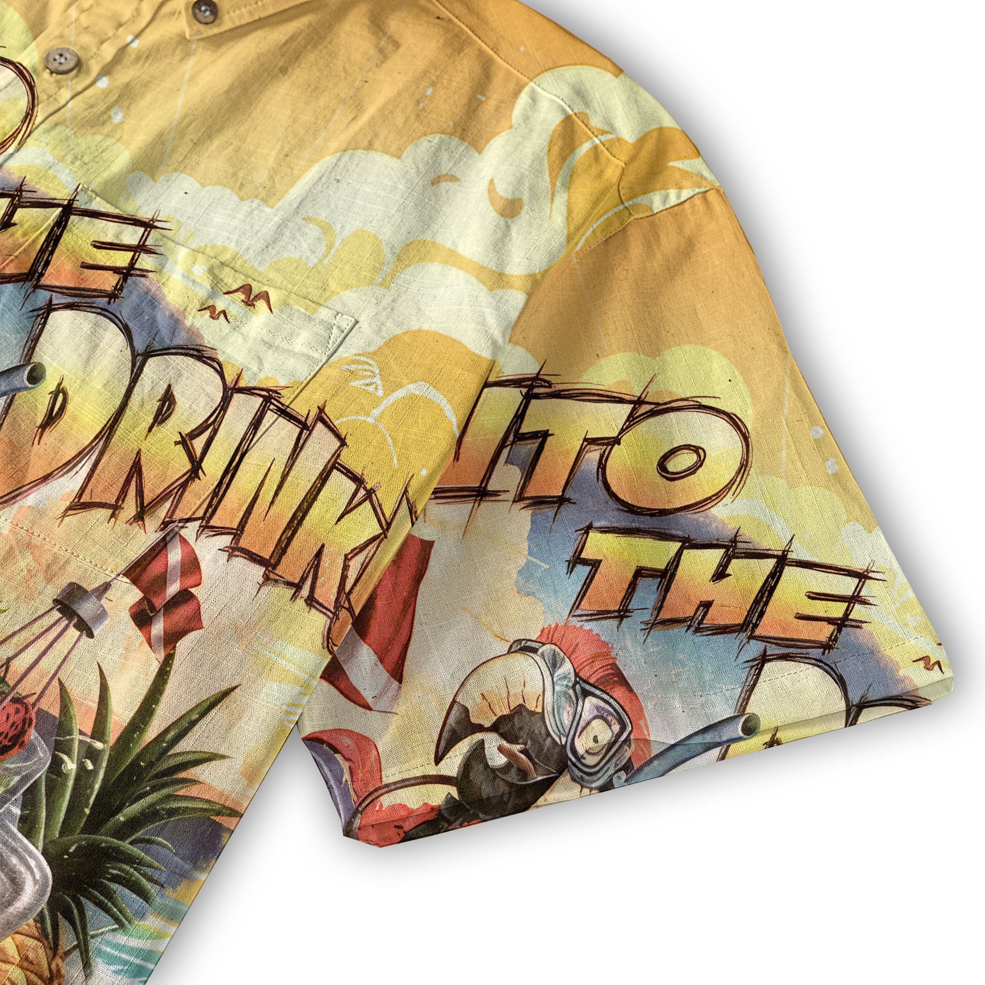 Into The Drink Parrot Aloha Hawaiian Shirt, Parrot Cocktail Hawaiian Shirt - The Palmix