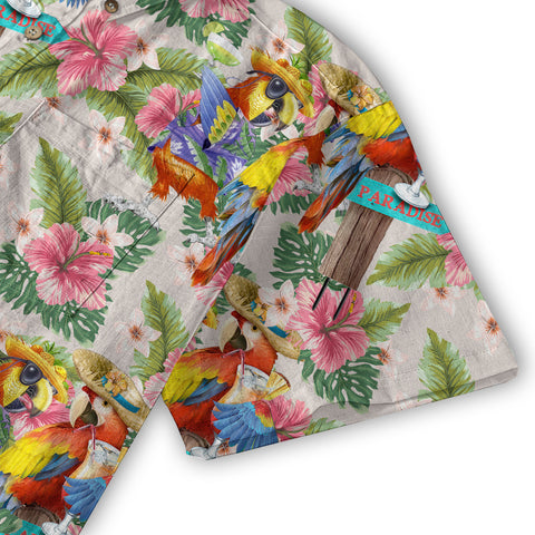 Parrot Aloha Hawaiian Shirt, Parrot Cocktail Hawaiian Shirt - The Palmix