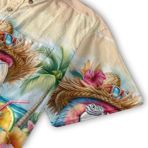 No Shoes No Shirt No Problem Funny Parrot Aloha Hawaiian Shirt, Tropical Aloha Hawaiian Shirt - The Palmix