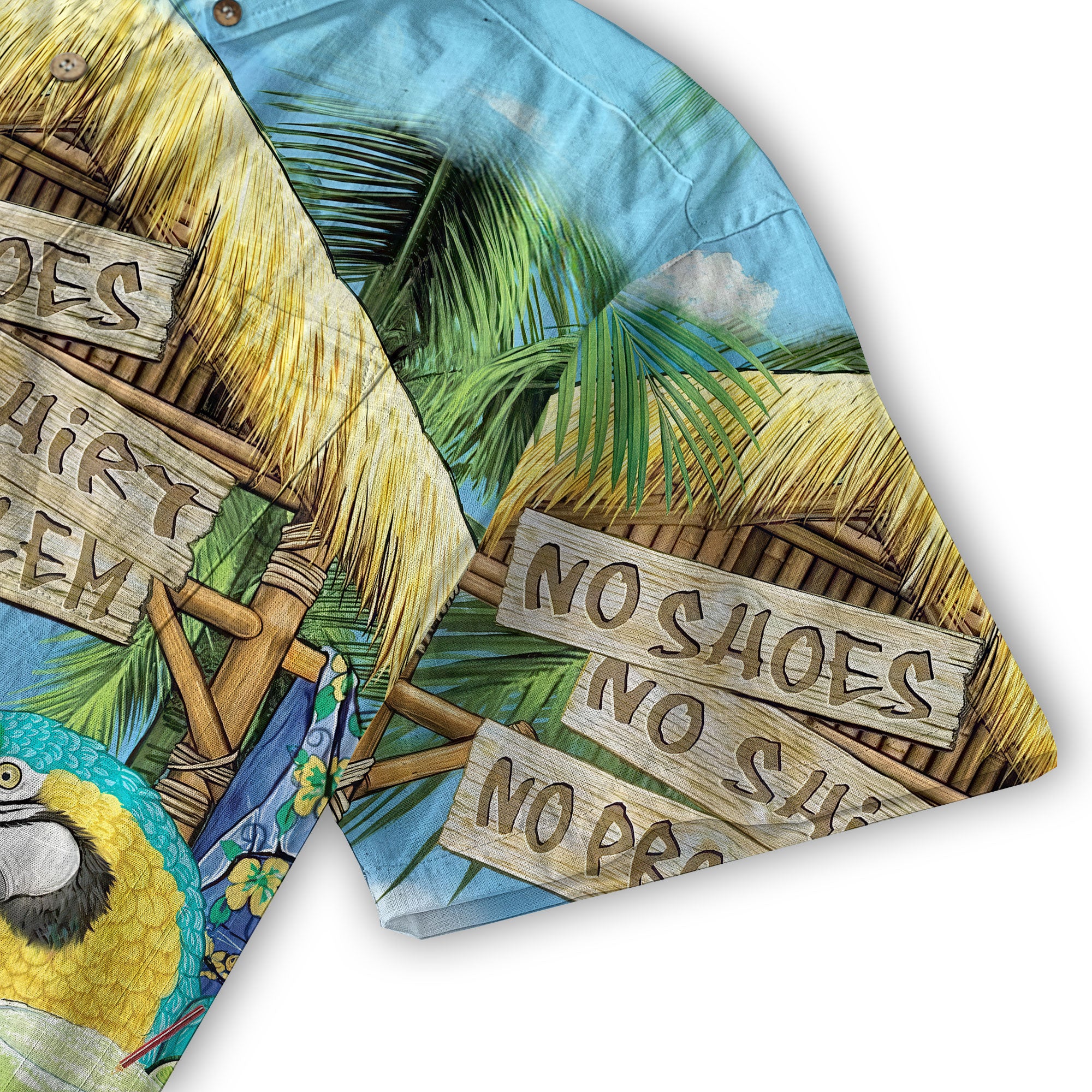 No Shoes No Shirt No Problem Parrot Aloha Hawaiian Shirt - The Palmix