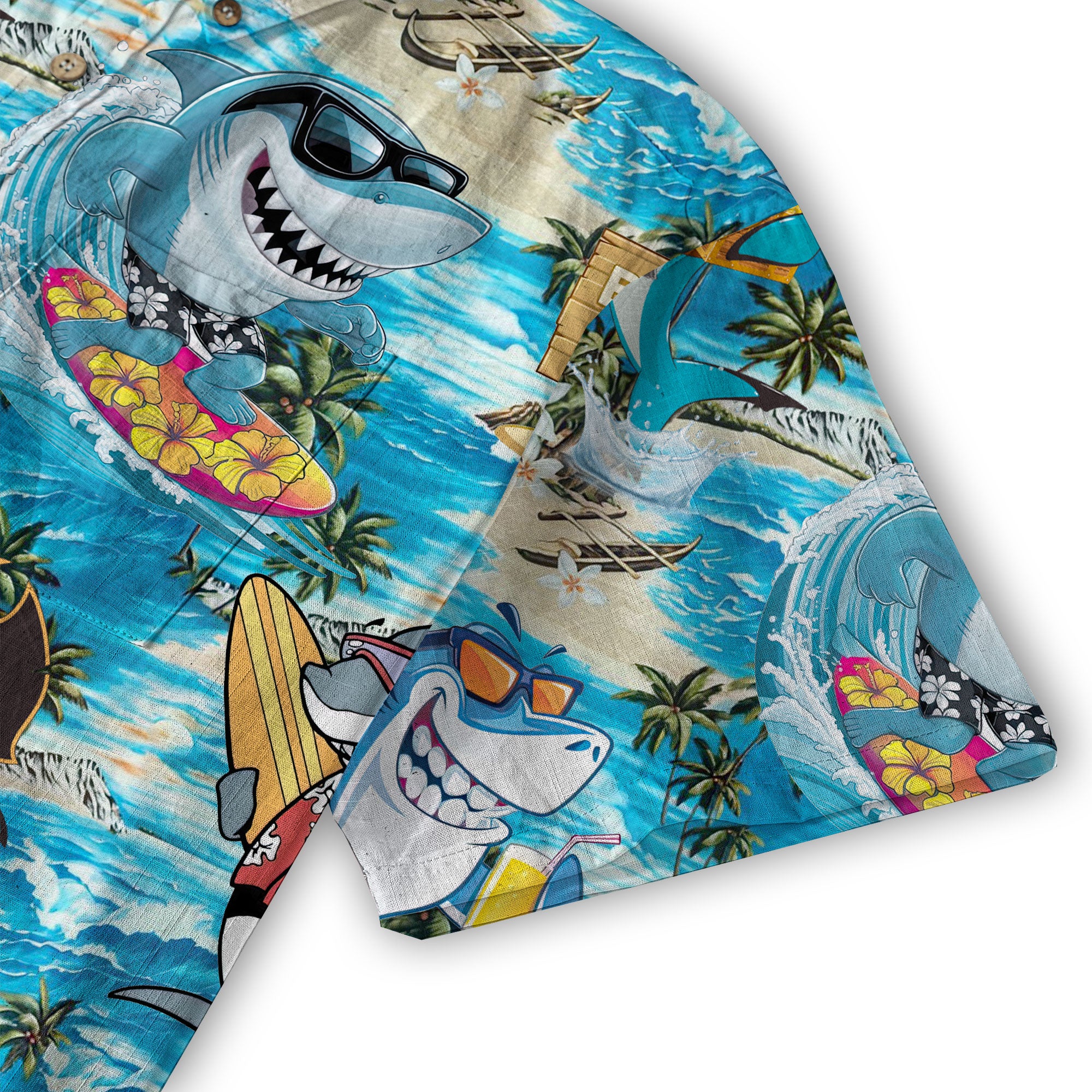 Funny Sharks Aloha Hawaiian Shirt, Ocean Shark Aloha Hawaiian Shirt - The Palmix