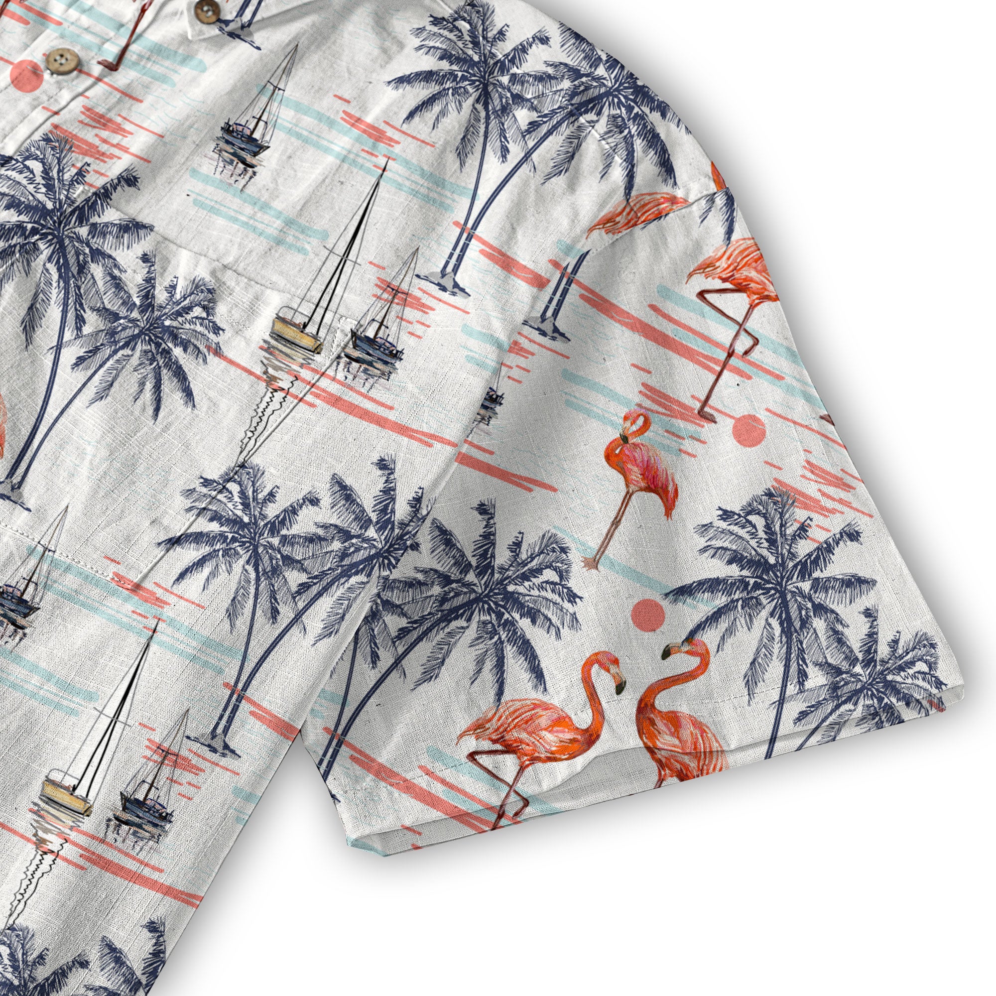 Hawaiian Flamingo & Coconut Tree Print Hawaii Shirt - The Palmix