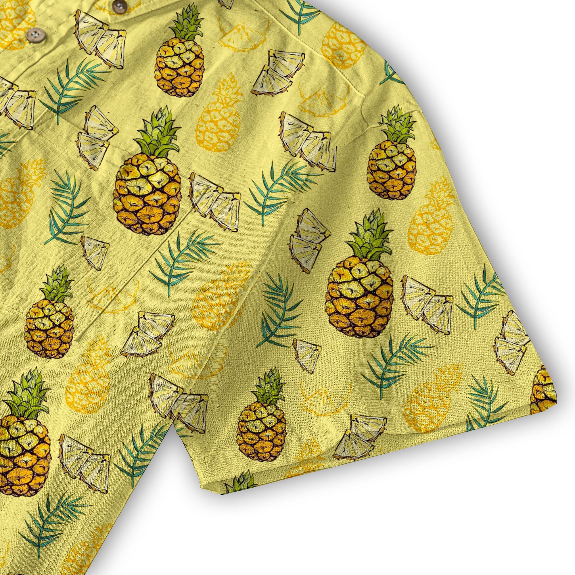 Tropical Floral Pattern Hawaii Shirt, Tropical Pineapple Print Hawaiian Shirt - The Palmix