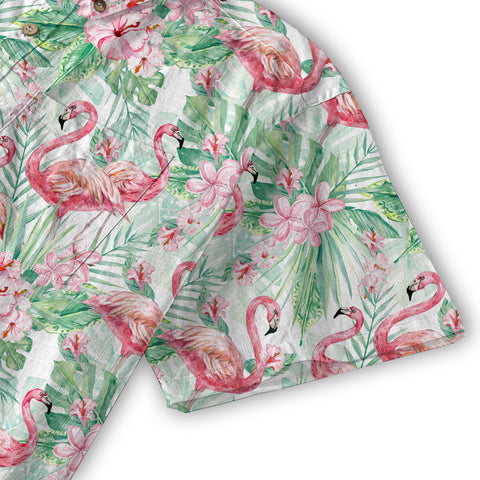 Floral Flamingo Hawaii Pattern Shirt, Hibiscus Hawaiian Shirt - The Palmix