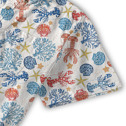 Ocean Animals Hawaiian Button Up Shirt, Optopus Summer Beach Shirt - The Palmix