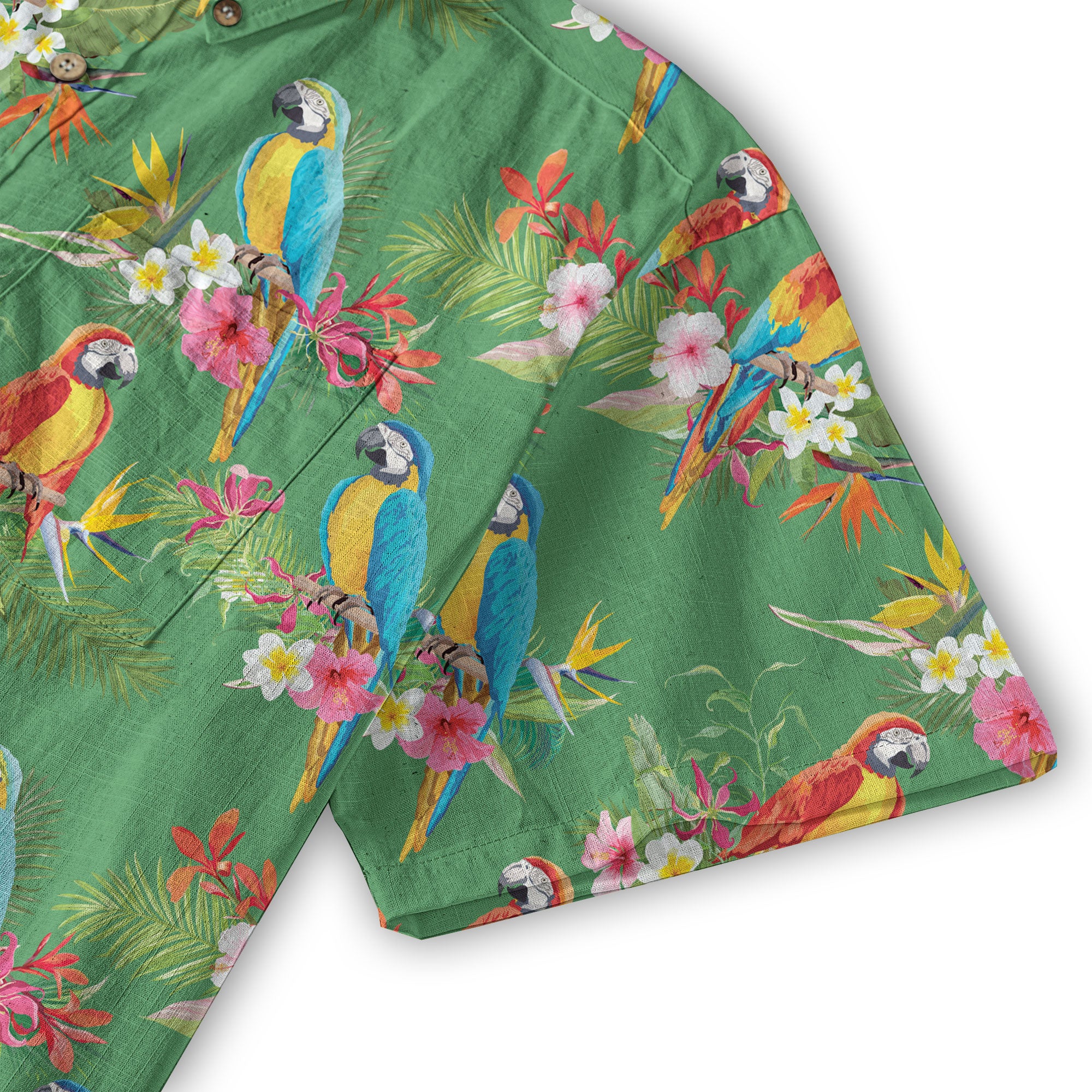 Parrot Hawaiian Button Up Shirt, Aloha Pattern Summer Beach Shirt - The Palmix