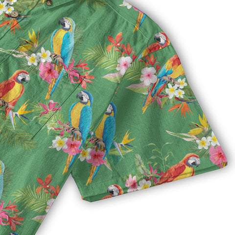 Parrot Hawaiian Button Up Shirt, Aloha Pattern Summer Beach Shirt - The Palmix
