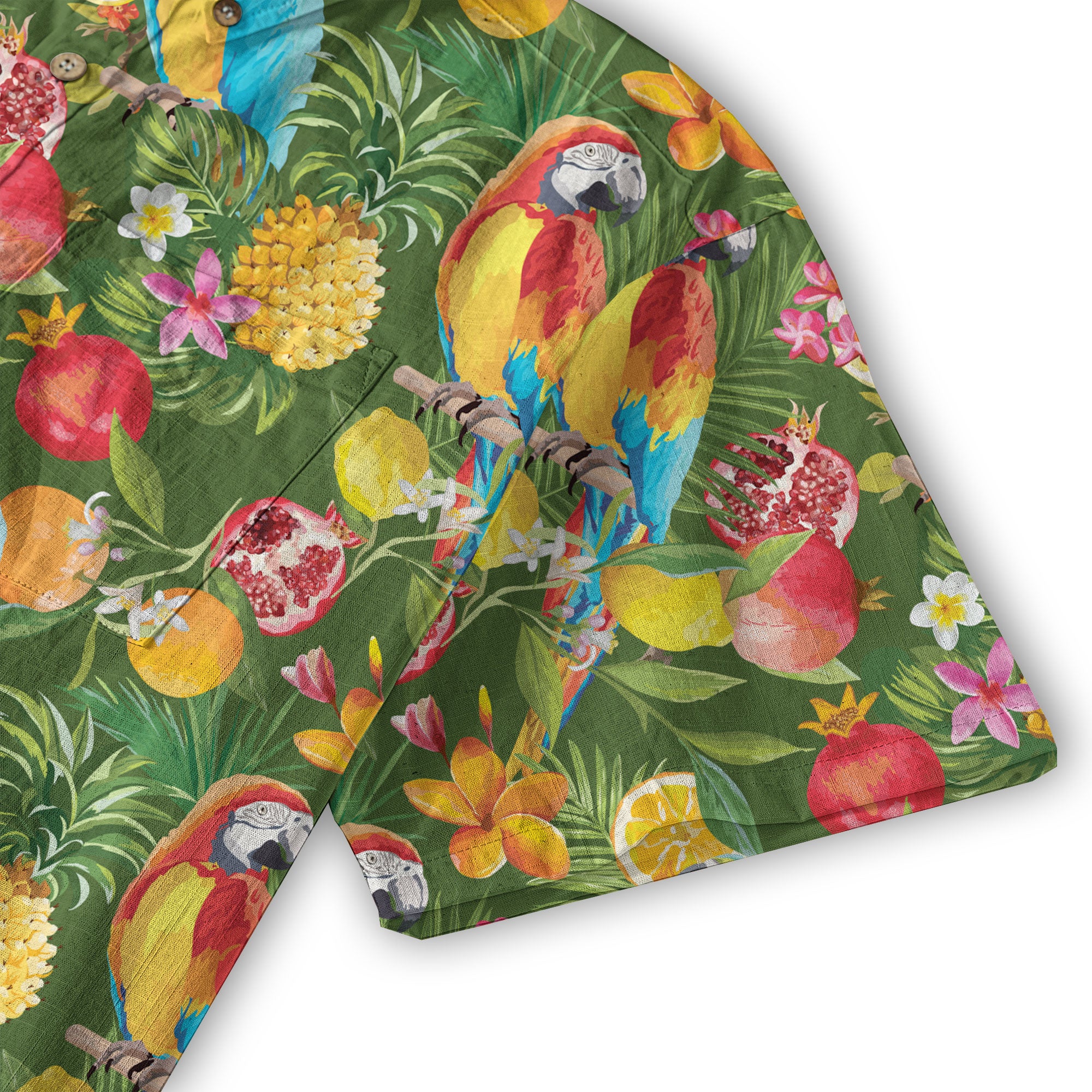 Parrot Hawaiian Button Up Shirt, Aloha Pattern Summer Beach Shirt - The Palmix