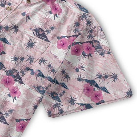 Monotone Vintage Pink Island Summer Hawaii Shirt - The Palmix