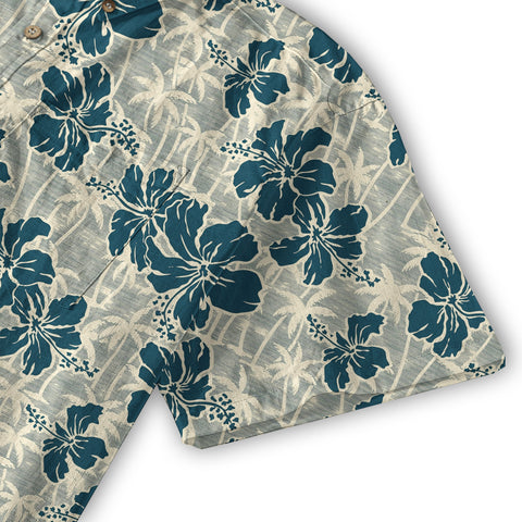 Hibiscus Flowers With Palm Tree Hawaii Shirt - The Palmix