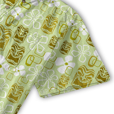 Exotic Tiki Pattern Hawaii Shirt for Men, Hibiscus Hawaii Shirt - The Palmix