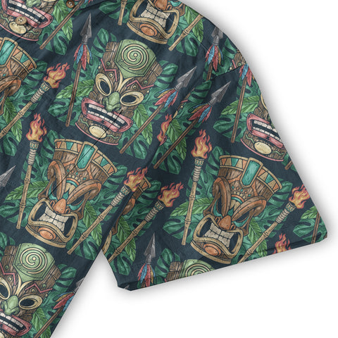 Exotic Tiki Mask Pattern Hawaii Shirt for Men - The Palmix
