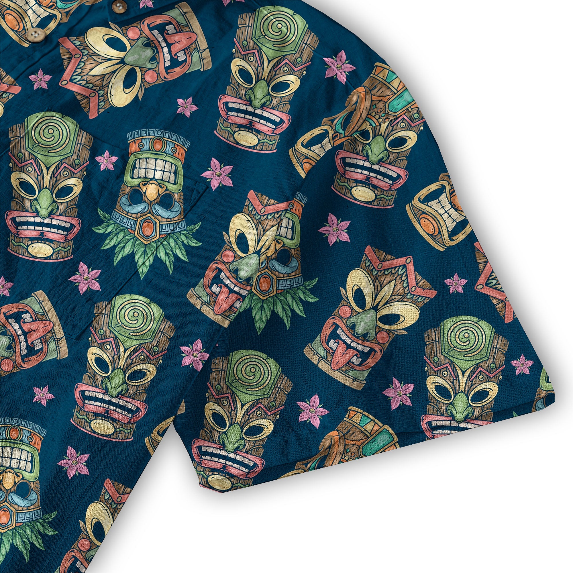 Tiki Mask Pattern Hawaii Shirt for Men, Aloha Hawaii Shirt - The Palmix