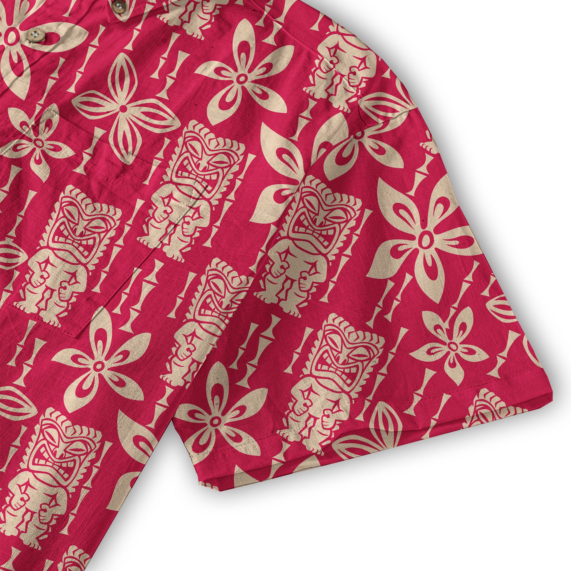 Tiki Mask Pattern Hawaii Shirt for Men, Aloha Flowers Hawaii Shirt - The Palmix