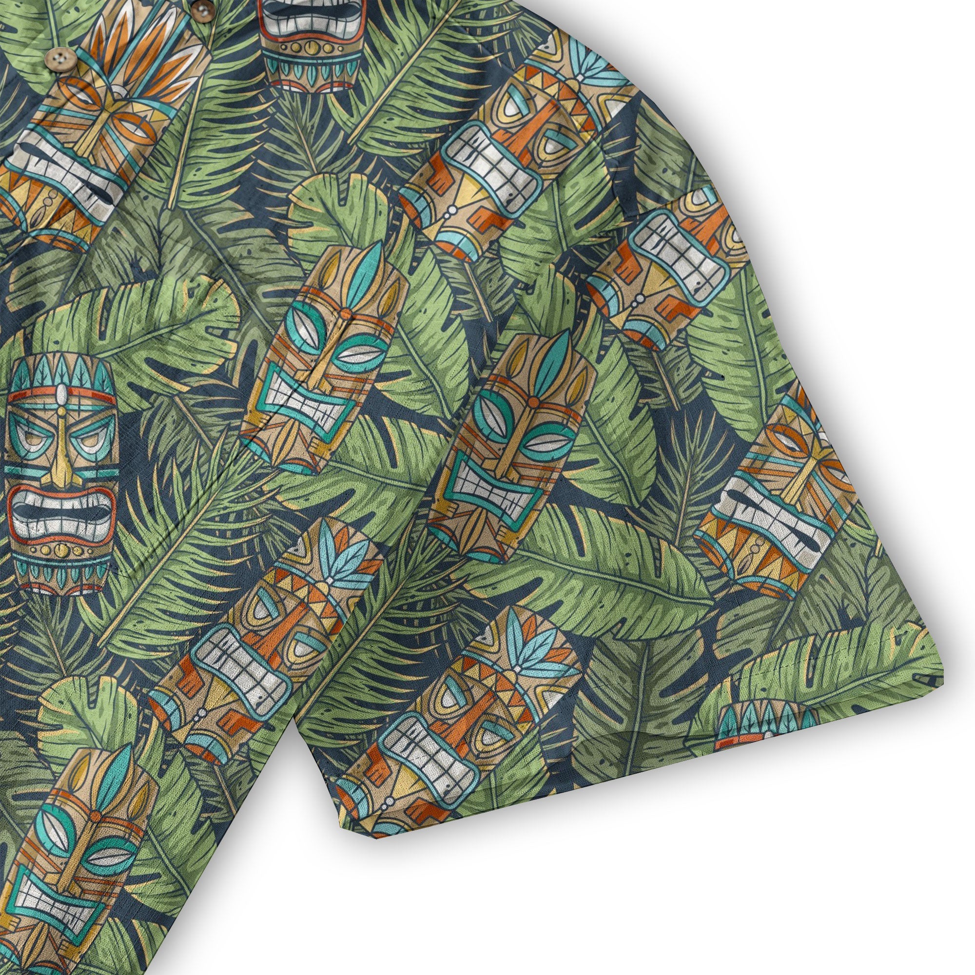 Surfing Tiki Mask Pattern Hawaii Shirt for Men, Aloha Flamingo Pattern Hawaii Shirt - The Palmix