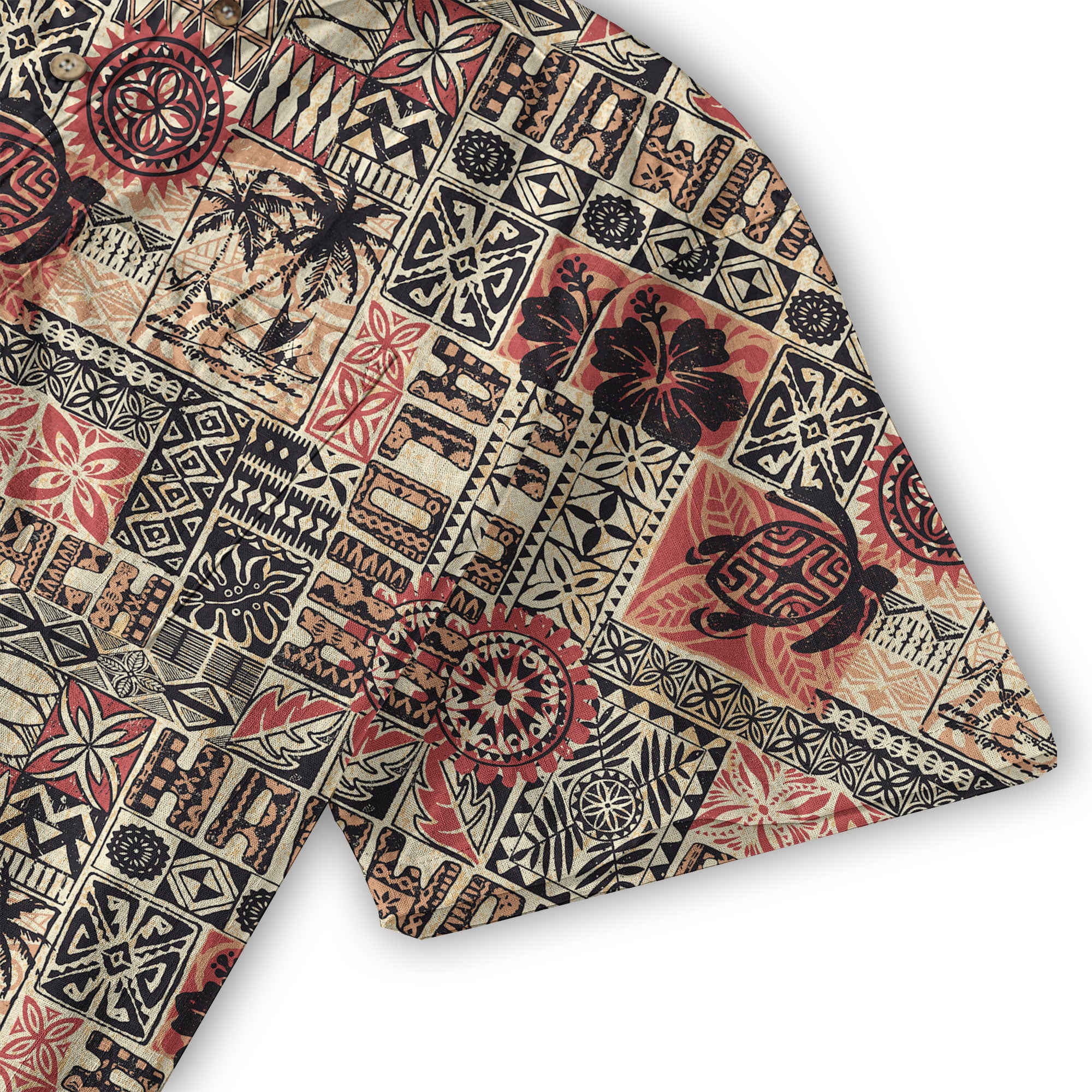 Hawaiian Tapa Style Tribal Pattern Shirt - The Palmix