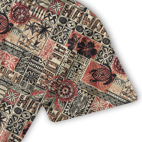 Hawaiian Tapa Style Tribal Pattern Shirt - The Palmix
