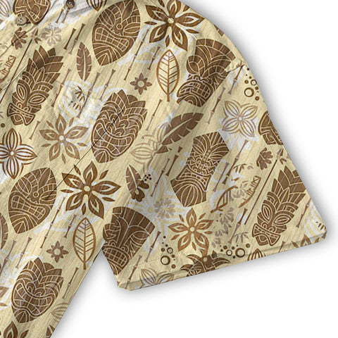 Surfing Tiki Mask Pattern Hawaii Shirt for Men, Tiki Mask Hawaiian Shirt - The Palmix