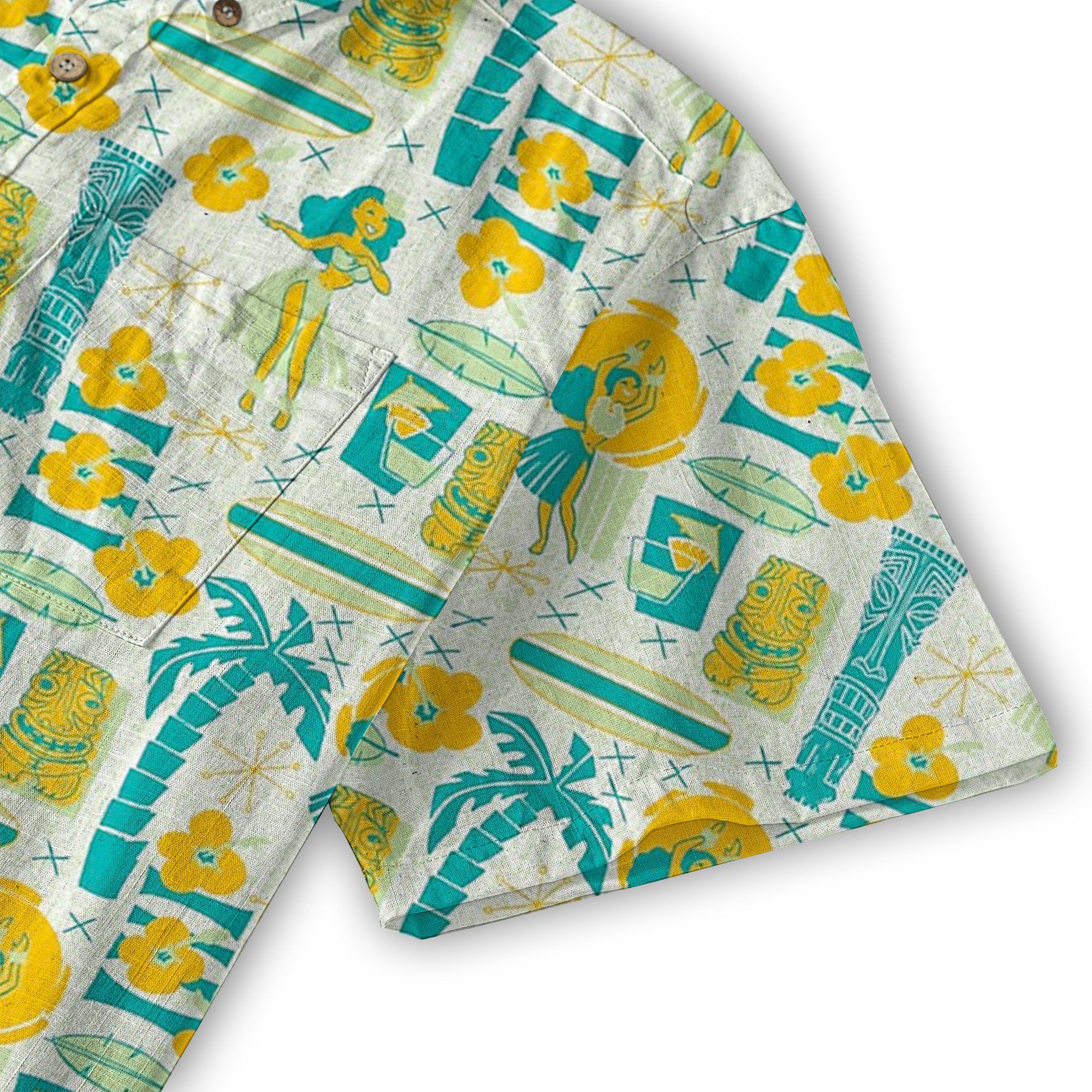 Surfing Tiki Mask Pattern Hawaii Shirt for Men, Tiki Mask Hawaiian Shirt - The Palmix