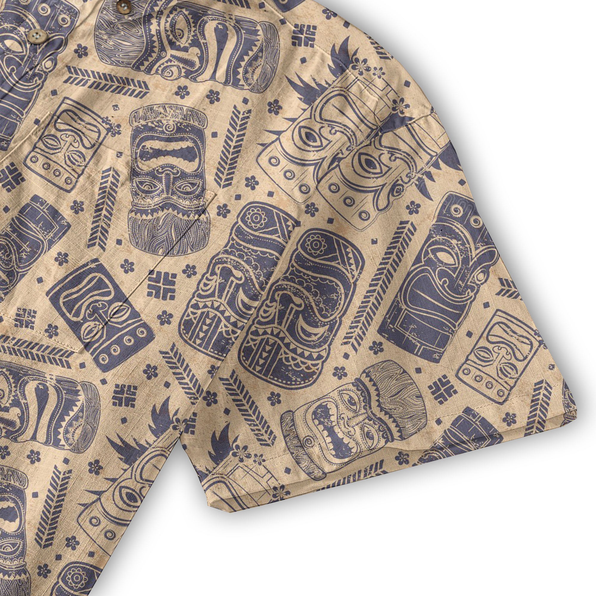 Surfing Tiki Mask Pattern Hawaii Shirt for Men, Tiki Mask Hawaiian Shirt - The Palmix